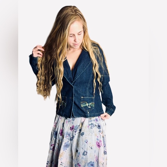 Lamasini Denim Jean Jacket - Picture 4 of 10